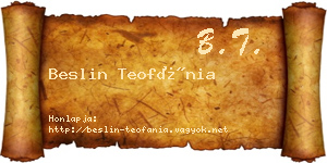Beslin Teofánia névjegykártya